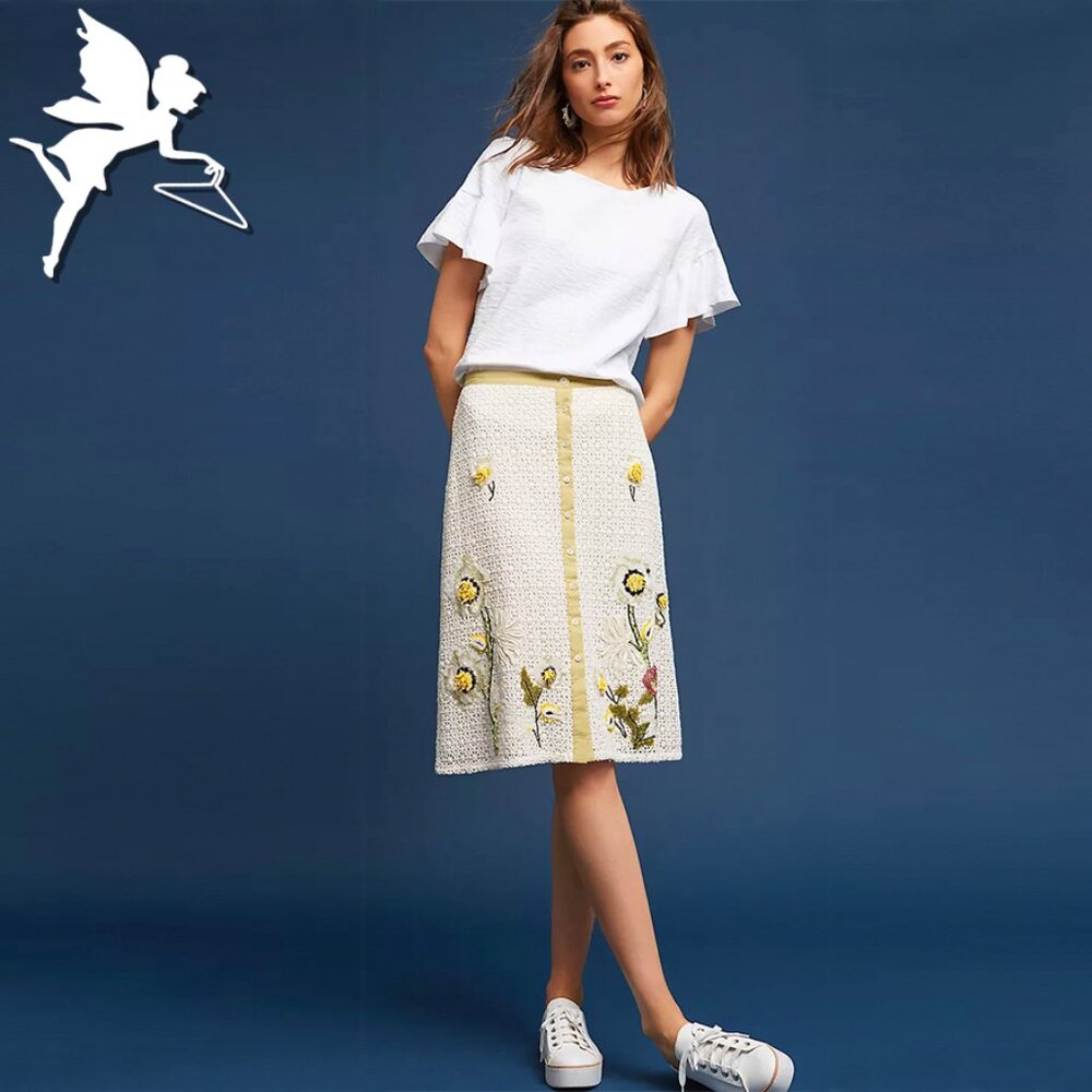 VARUN BAHL Barbonne Button Front Floral Skirt
